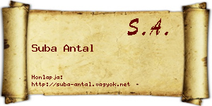 Suba Antal névjegykártya